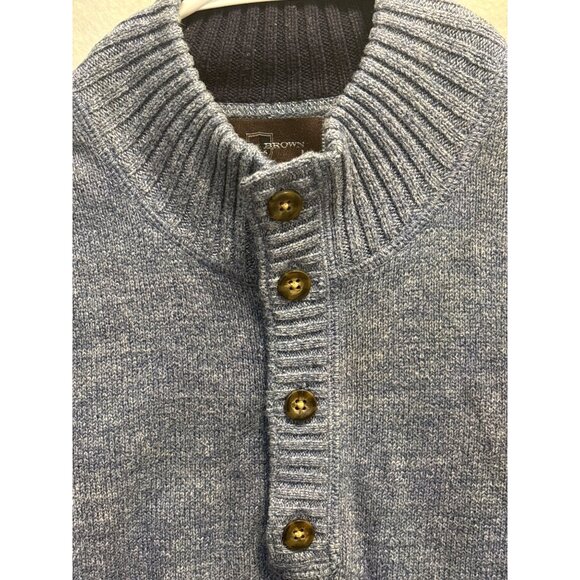 Black Brown 1826 Mens Blue Knit Pullover Sweater With Button-Up Collar S/P Made - Picture 4 of 10